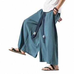 2022 Hommes Pantalons à jambes larges Hommes Cott Joggers Rétro Pantalon ample Homme Style chinois Pantalon en lin Homme Big Crotch Népal Robe Pantalon u1P3 #