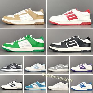 2022 Hommes Femmes Designer Skel Top Low Chaussures Bones Hi Cuir Baskets De Luxe Squelette Bleu Rouge Blanc Noir Vert Gris Marron Couple Casual B5