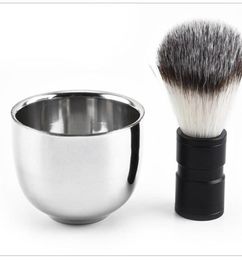 2022 MEN039S Durable acero inoxidable jabón de afeitado Copa de jabón profesional de peluquería profesional para tazas de afeitar con cepillo cuidados faciales GIF3608973
