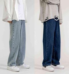 2022 Men039S Nieuwe losse blackblue rechte broek vaste kleur Casual broek Baggy Homme Cargo Pocket Jeans mannen denim broek G017968211