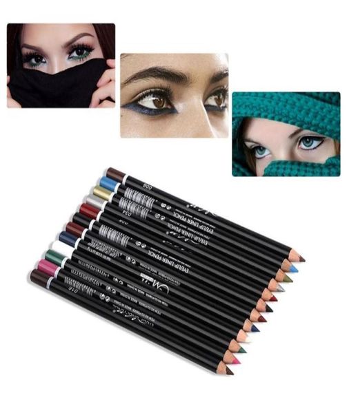 2022 MENOW 12 colores Maquillaje de ojos Lápiz delineador de ojos Impermeable Ceja Belleza Pluma Delineador de ojos Barras de labios Cosméticos Maquillaje de ojos P080052566315