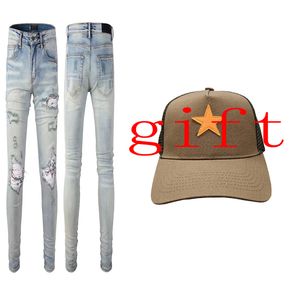 2022 mens jeans mujer jeans pareja sombrero para un regalo Otoño Invierno Algodón Pies pequeños Slim jean Moda americana y europea Pantalón Sombreros Carta informal impresa Patrón de luz