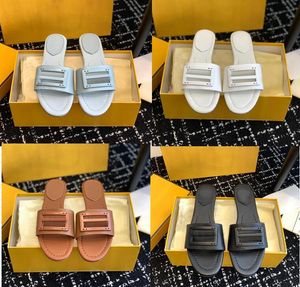 Designer merk F Slippers met Box Luxe Sandalen Heren- en Damesschoenen Kussens Comfortabel Koper Zwart Roze Zomermode Slide Beach Slippers