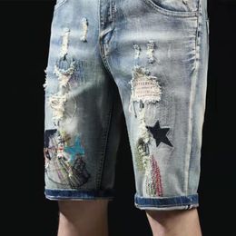 2022 Herrenhosen Schuhe Shorts Jean Kokospalmen Graffiti zerrissene Capris Shkinny Jeans Designer Herrenbekleidung234k