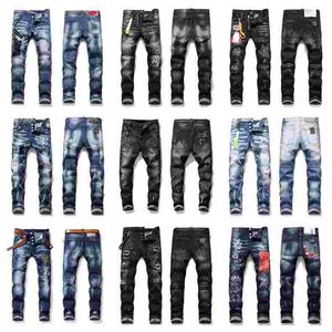 2022 Mens scheurt Stretch Black Jeans Fashion Slim Fit gewassen Motocycle denim broek panelen hiphop verkopen Skinny Jean For Man Designer Nieuwe broek B5 broek Maat 30-38