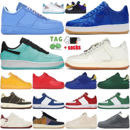 2023 Designer Low Cut 1 Heren Loopschoenen Mode Skateboard AF 1 One University Blue Silk Game Royal Sail Ambush Pine Green Tiffany Dames Sneakers Platform Trainers