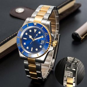 Hot herenhorloges 40 mm automatisch mechanisch horloge roestvrij staal blauw zwart keramiek saffier horloges super lichtgevende montre de luxe 3054