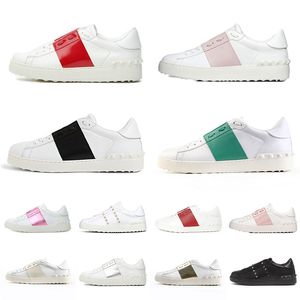 2022 heren vrouwen klinknagels designre platte schoenen AAA kwaliteit gestreepte zwart wit metallic gouden sliver lucky groen roest roze oranje sport sneakers flats ontwerpers trainer