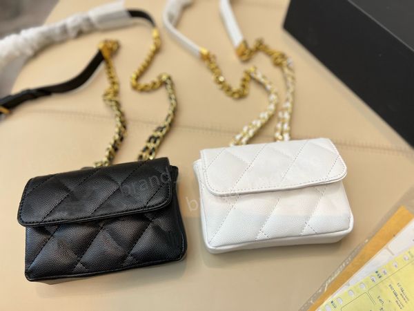 2022 Mini bolsos de cintura Bolsos cruzados de cadena de diseñador para mujer Unisex de calidad superior monedero de cuero de oveja precio al por mayor Bolsos de bola de metal de lujo bolso de hombro de caviar