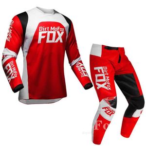 Ensemble d'équipement Trice Lux pour hommes, maillot et pantalon Dirt MoFox, pour vtt, vélo de montagne, tout-terrain, rouge et blanc, 2022, 180, 360, 2022