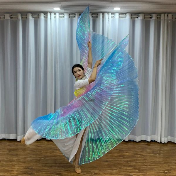 2022 Multicolor Angle Wings Mujeres Disfraz de baile del vientre ISIS Colorido alas de la danza del vientre alas de baile del vientre Adulto Adulto
