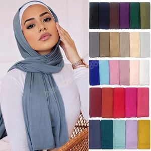 2022 Musulman Hijab Jersey écharpe doux Modal coton solide châle Foulard Femme Musulman islamique arabe enveloppement tête foulards