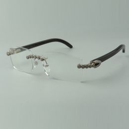 Montura de gafas de cuernos de búfalo negro natural 2022 3524012 con ramo de diamantes de lujo para unisex, tamaño: 56-36 -18-140 mm