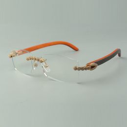 monture de lunettes en bois orange 3524012 avec bouquet de diamants de luxe pour unisexe
