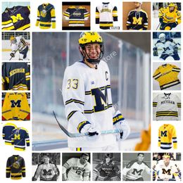 2022 NCAA Custom Michigan Wolverines College Jersey de hockey cosido 74 Nicholas Boka 2 Luke Martin 13 Jake Slaker 33 Joseph Cecconi Mackie Samoskevich Will Lockwood