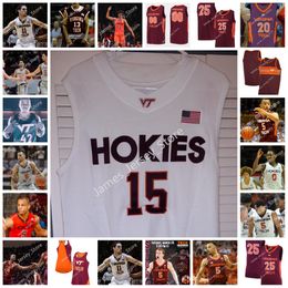 2022 NCAA Custom Stitched Virginia Tech Hokies Basketball Jersey 10 Camden Johnson 5 Storm Murphy 14 Ben Varga 1 Joe Bamisile 2 Cartier Diarra 3 Wabissa Bede maillots