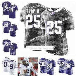 2022 NCAA Custom TCU Horned College Frogs Maillots de football cousus 18 Jalen Reagor 15 Max Duggan 24 Darwin Barlow 12 Foster Sawyer Taye Barber