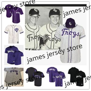 2022 NCAA Custom TCU Horned Frogs Baseball Jersey 11 Phillip 25 Sacco 1 Elijah Nunez 6 Wolfe 28 Grijze Rodgers 45 Luke 16 Gene Wood 27 Porter Bruin