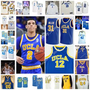 Maillot de basket-ball cousu personnalisé NCAA 2022 UCLA 42 Walt Hazzard 52 Jamaal Wilkes 54 Marques Johnson 42 Don MacLean 24 Jason Kapono 31 Reggie Miller 20 Bryce Alford