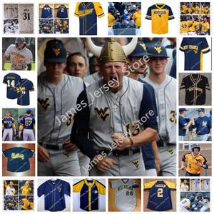 2022 NCAA Custom W V U Maillot de baseball cousu 33 DAYNE LEONARD BEAU LOWERY 40 AIDAN MAJOR 35 DEATON OAK ZACH OTTINGER DANIEL OUDERKIRK JACOB WATTERS 27 JJ WETHERHOLT