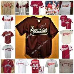 2022 NCAA Oklahoma OU Jersey de béisbol cosido Ledgend Smith Dalton Fowler Christian Ruebeck Jett Lodes Aaron Brooks Tommy Lamb Logan Kohler Braxton Webb Brad Demco