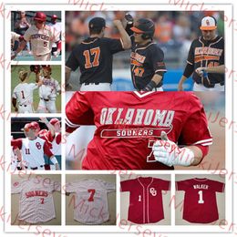 2022 NCAA Oklahoma Sooners Maillot de baseball universitaire cousu 36 Maillot Tyler Hardman # 4 Brandon Saragosse # 35 Nathan Wiles # 24 Cade Cavalli # 12 Brylie Ware # 25 Levi Prater OU