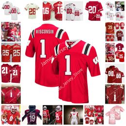 2022 NCAA Wisconsin Badgers genaaid voetbaljersey 34 Jackson Acker 26 Travian Blaylock 2 Ricardo Hallman 54 Jordon Turner 20 Semar Melvin 59 Aaron Witt 49 Cam Large