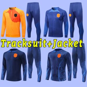 2022 Nederland Memphis Soccer Jersey 22 23 De Jong Holland de Ligt Wijnaldum van Dijk Dumfries voetbalshirt Tracksuit jas jas Broek broek voor volwassenen kinderen lange mouw