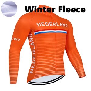 2024 Pays-Bas Hiver Cyclisme Vestes Polaire Maillot De Cyclisme Homme Manches Longues VTT Vêtements De Vélo Thermique Vêtements De Vélo Invierno Maillot Ropa Ciclismo