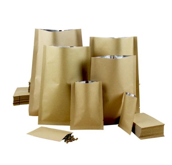 Sacs d'emballage en papier Kraft thermoscellé, 2022 pièces/lot, sacs sous vide à barrière épaisse pour poudre alimentaire, papiers thermoscellés à dessus ouvert, 100 pièces/lot