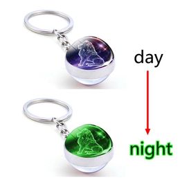 2022 nouveau 12 Constellation lumineux porte-clés boule de verre pendentif zodiaque porte-clés brille dans le noir porte-clés porte-clés style mixte gratuit