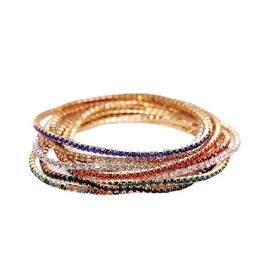 2022 nouveau 12 pièces/lot 12 couleurs argent plaqué frais complet clair coloré strass tchèque cristal cercle printemps bracelets de cheville bijoux de corps