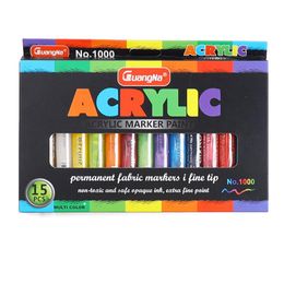 2022 NOUVEAU 15 couleurs acryliques peinture marqueur de peinture de peinture peinture stylo marqueurs de stylo set pour papier en papier métallique en métal en bois peinture en céramique bricolage artisanat