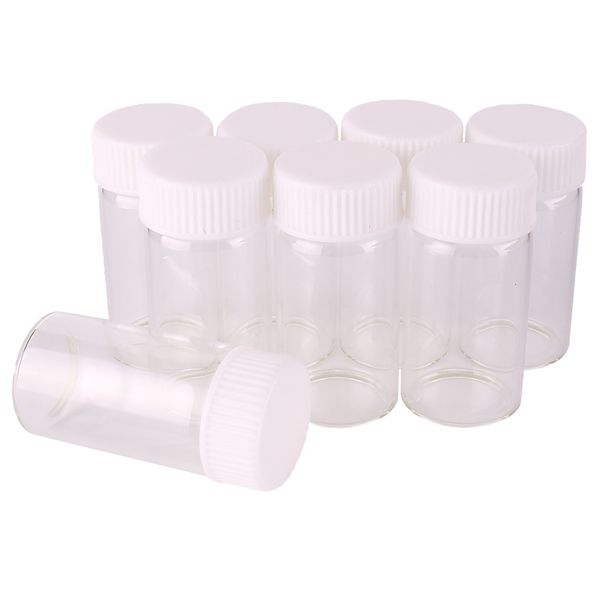 2022 nuevo 24 Uds 30*60mm 25ml botellas de especias de perfume de vidrio transparente con tapón de rosca de plástico blanco viales de tarro diminutos DIY Craft