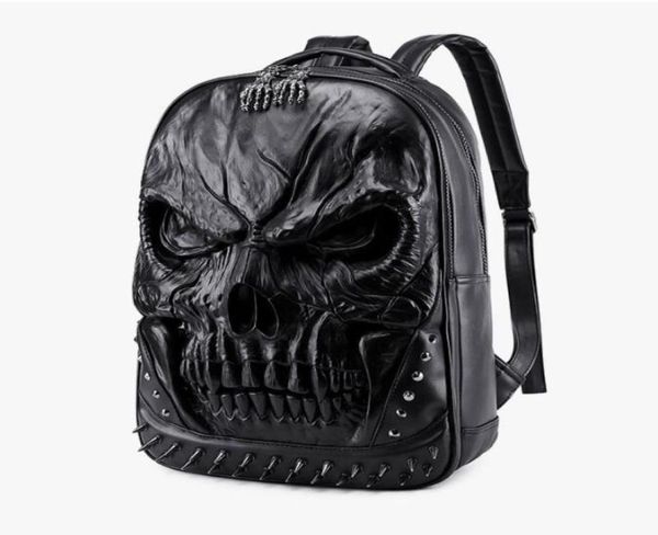 2022 Nuevas bolsas de mochila de cráneo en relieve en 3D para hombres Originalesidad única Bolsa de hombre personalidad Cool Rock Laptop School Bag para Teena8022680