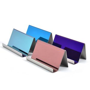 2022 nouveau 4 couleurs en acier inoxydable porte-cartes de visite cartes de visite présentoir support bureau Table décor