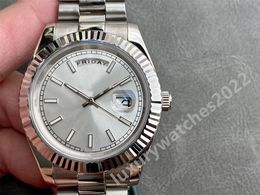 2022 Nieuwe 40 mm Watch GSmaker Automatische mechanische npmaker kroon sluit Asia 2813 Beweging roestvrijstalen dagdatum zilveren bracelect saffier polshorloge