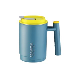 2022 nouvelle tasse à café à double paroi de 450 ml gobelet en acier inoxydable portable anti-fuite tasses d'eau potable de bureau avec poignée et couvercle