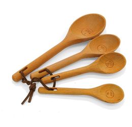 2022 Nieuwe 4 stks / set Zakka stijl beukenhout Meetlepels Set Keuken Cook Thee Meetlepel Houten Bakken Tool