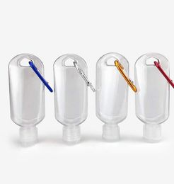 2022 Nieuwe 50ml lege navulbare fles met sleutelhaak Clear Transparent Plastic Hand Sanitizer Flessen voor Reizen