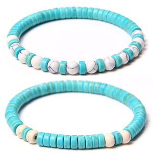 2022 Nieuwe 6mm Blauw Wit Turkooiden Steen Armband Vrouwelijke Kralen Charm Yoga Energie Armbanden Sieraden Dames Heren Geschenken