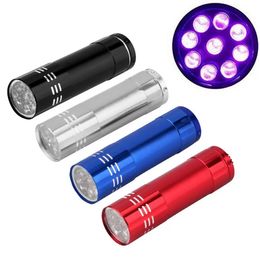 2022 Nieuwe 9 LED's Ultraviolet LED -zaklamp Medische hulpmiddelen Torch door of 3*Batterij Aluminium Aluminium Aluminium Licht Licht geld Detectorapparaat