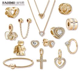 2022 Nouveau 925 argent sterling 14k plaqué Gold Fashion DIY Collier de charme Baser Bracelet Envoyer maman sur Mother039s Day4779295