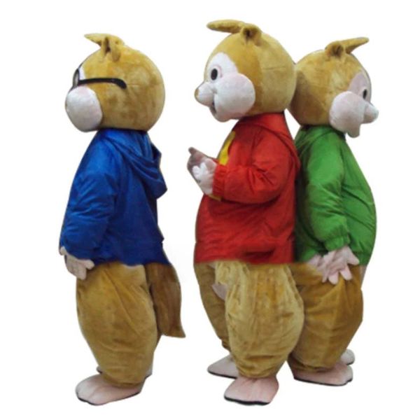 2022 nouveau costume de mascotte Alvin et Chipmunk Halloween Ball Performance de fête d'anniversaire