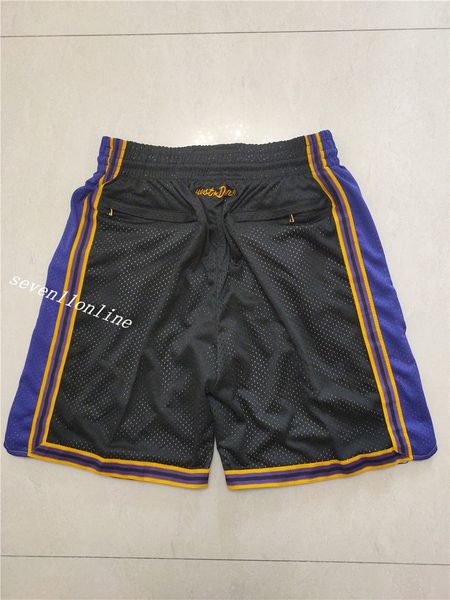 2022 Nuevo Arrial Equipo de baloncesto masculino Pantalones cortos cosidos con cintura elástica en talla S- 2XL Moda Estilo vintage Negro Púrpura Pantalones cortos dorados Orden de mezcla