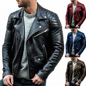 2022 Chaqueta de cuero de la PU de los nuevos hombres de la llegada Chaqueta de cuero de la motocicleta de los hombres del estilo punk p8Fc #