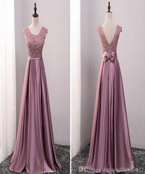 2022 Nouvelle arrivée Robes de soirée de fête rose longue robe de bal Vestido de Festa Aline Appliques robe sexy vopeing Back9996655