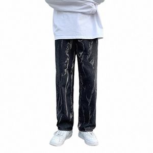 2022 Nouveautés Tie Dye Droite Hommes Baggy Jeans Pantalon Vintage Mer Hip Hop Lâche Streetwear Mâle Denim Pantalons Pantales r4lp #