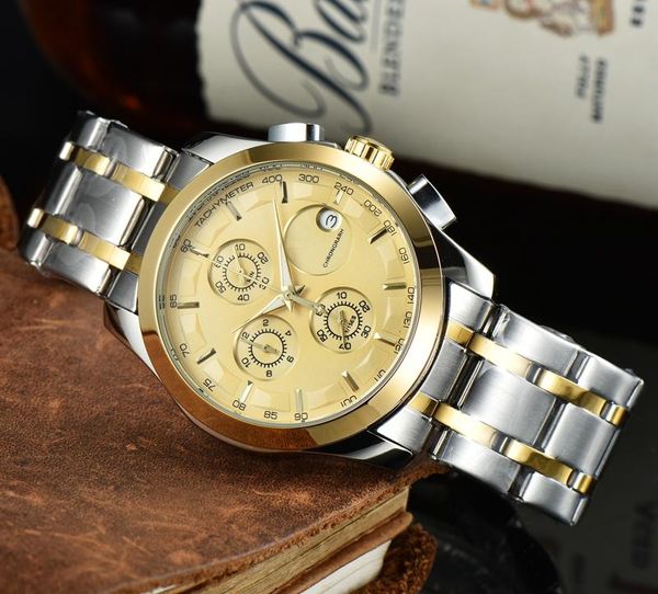 2022 Nouvelle Arrivée Six Points De Luxe Hommes Montres Tous Cadran Travail Montre À Quartz De Haute Qualité 1853 Top Marque Chronographe Horloge Ceinture En Acier Hommes Mode Cadeaux Style Un