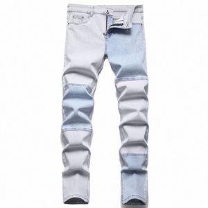 2022 Nieuwe Herfst Heren Cott Jeans Fi Stiksels Patch Slanke Skinny Jeans Mannen Broek Casual Mannelijke Denim Broek Vaqueros hombre 50FJ #